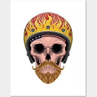 Skull biker head Posters and Art